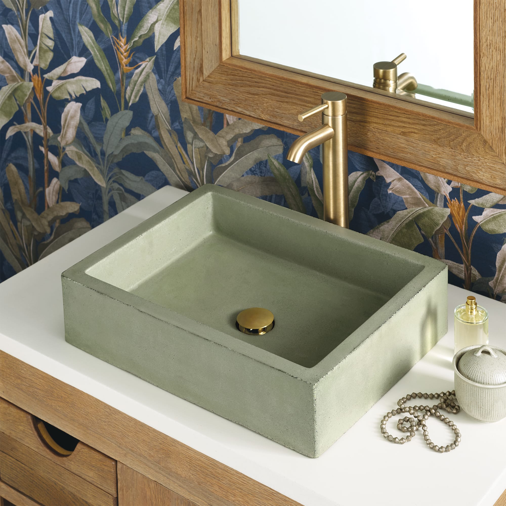 Native Trails Nipomo 19.5" x 15" Rectangle NativeStone Concrete ADA Farmhouse Bathroom Sink, Sage, NSL1915-G