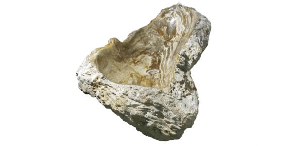 42" Petrified Wood Stone Vessel Sink, Brown, Taupe, PEWD-#002