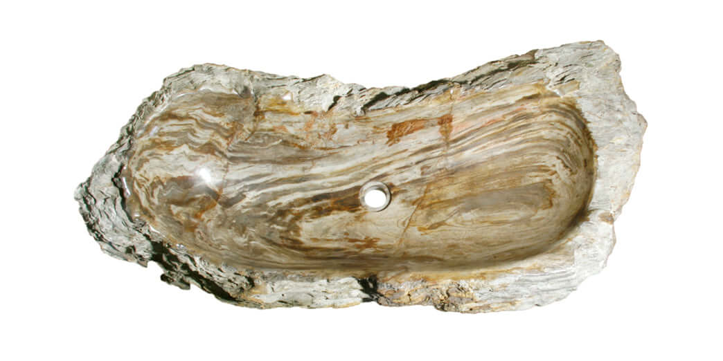 42" Petrified Wood Stone Vessel Sink, Brown, Taupe, PEWD-#002