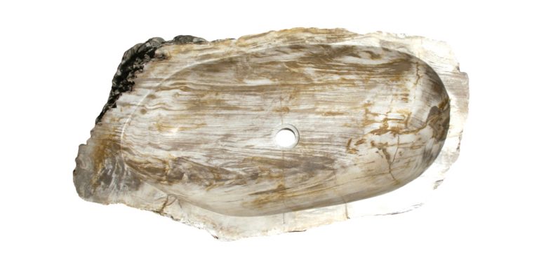 Allstone 32"x19"x6" Petrified Wood Stone Vessel Sink, Beige, Brown, PEWD-#016