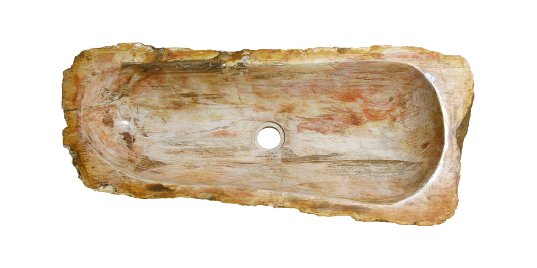 Allstone 29.5″ x 12.5″ x 5.5″ Petrified Wood Stone Vessel Sink, Red Orange, PEWD-#031