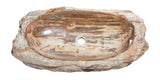 Allstone 30"x15"x6.5" Petrified Wood Stone Vessel Sink, Beige, Brown, PEWD-#266