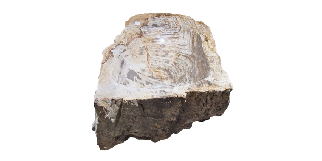 Allstone 32"x13"x5.5" Petrified Wood Stone Vessel Sink, Beige, Brown, PEWD-#274