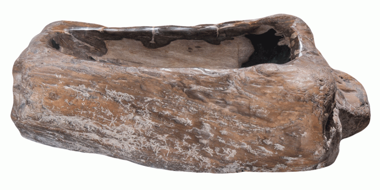 21" Petrified Wood Stone Vessel Sink, Black, Brown, PEWD-#3002