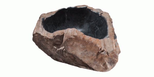 18.5" Petrified Wood Stone Vessel Sink, Beige, Black, Brown, PEWD-#3057