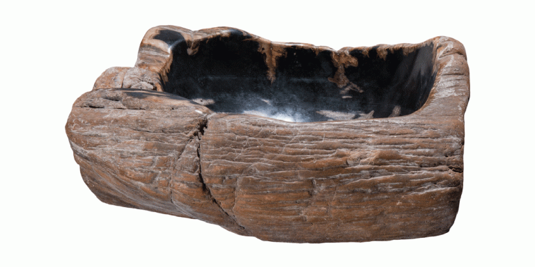 17" Petrified Wood Stone Vessel Sink, Black, Brown, Cream, PEWD-#3060