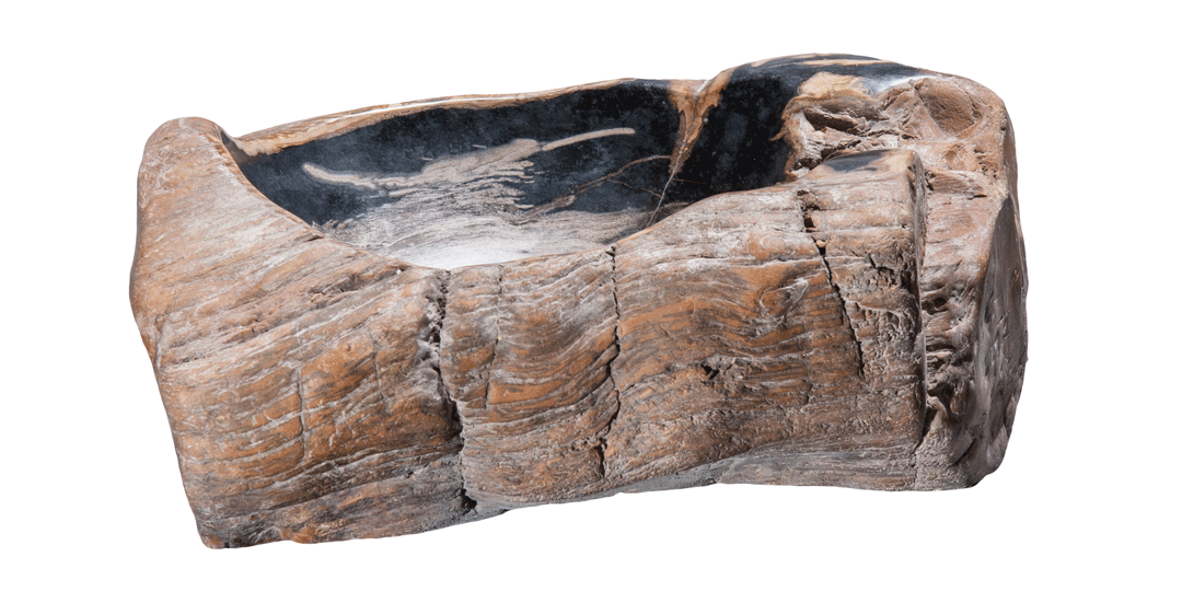 17" Petrified Wood Stone Vessel Sink, Black, Brown, Cream, PEWD-#3060