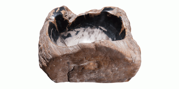 17" Petrified Wood Stone Vessel Sink, Black, Brown, Cream, PEWD-#3060