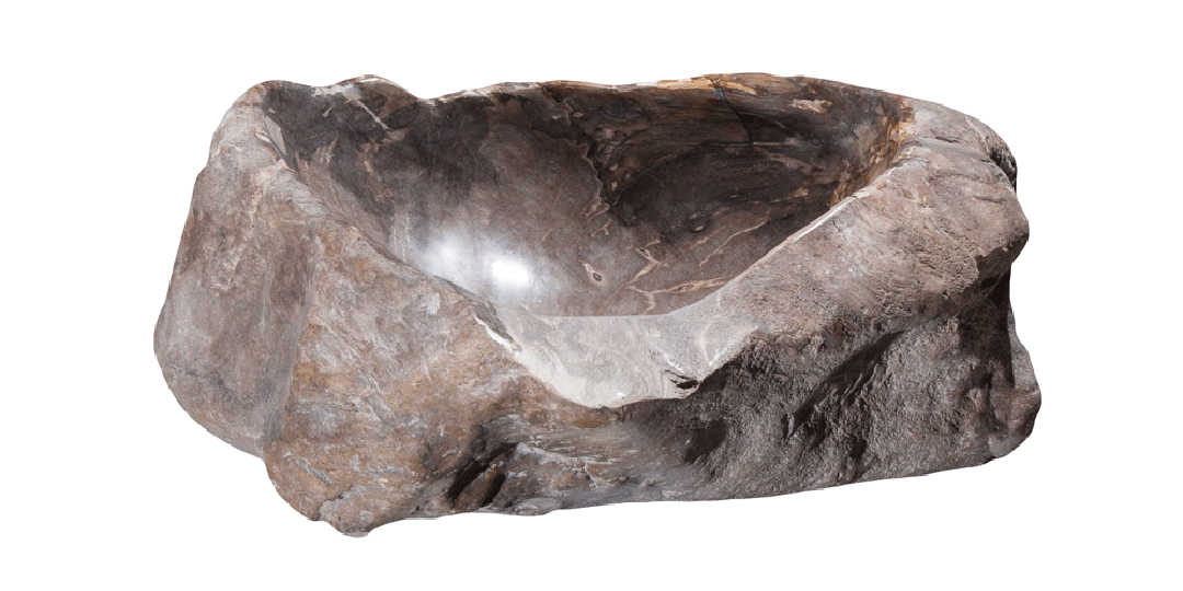 21.5" Petrified Wood Stone Vessel Sink, Beige, Brown, PEWD-#3066