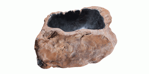 16" Petrified Wood Stone Vessel Sink, Black, Brown, PEWD-#3067