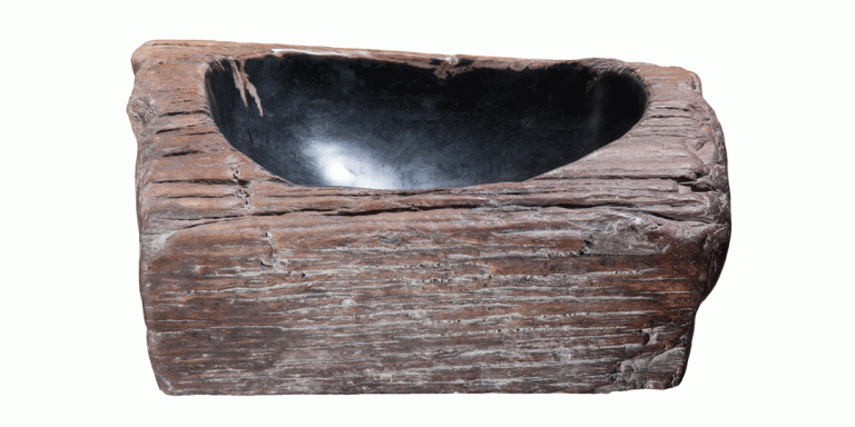 18" Petrified Wood Stone Vessel Sink, Black, Brown, PEWD-#3086