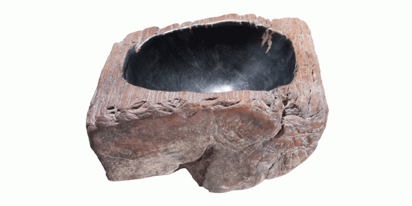 18" Petrified Wood Stone Vessel Sink, Black, Brown, PEWD-#3086