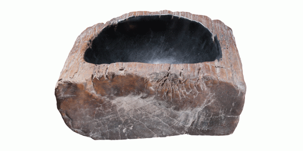 18" Petrified Wood Stone Vessel Sink, Black, Brown, PEWD-#3086