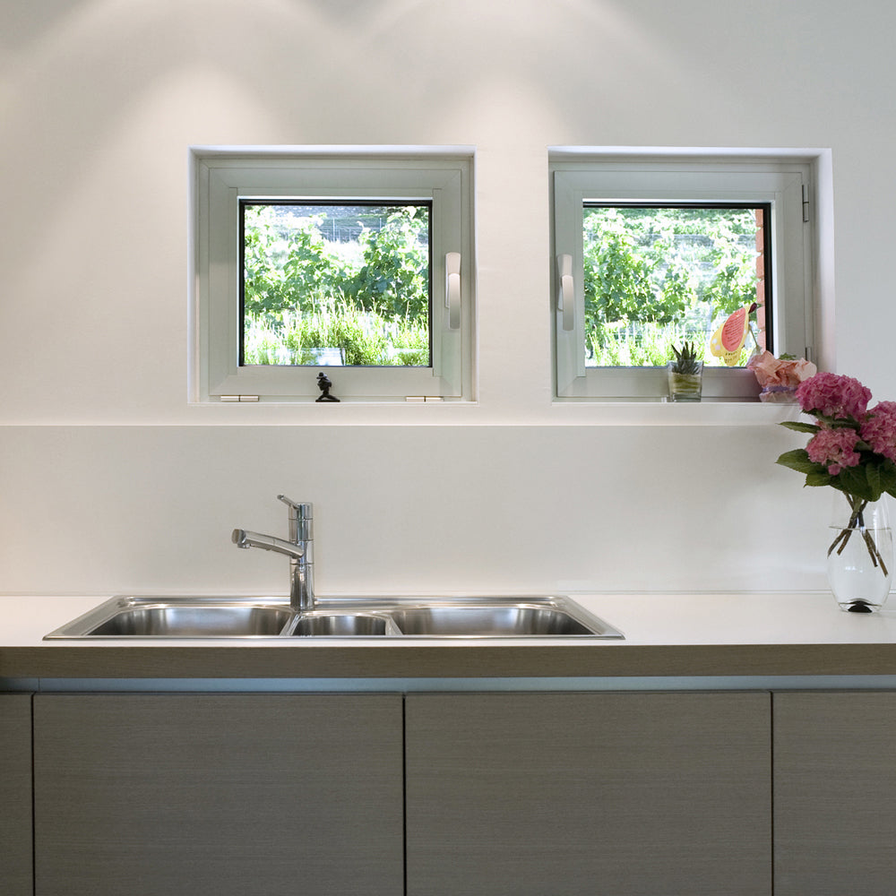 Alternate Image for Houzer Premier 41 inch Stainless Steel Drop-in Topmount 4-hole Triple Bowl Kitchen Sink with Strainer & Grids - 18 Gauge, PGT-4322-C