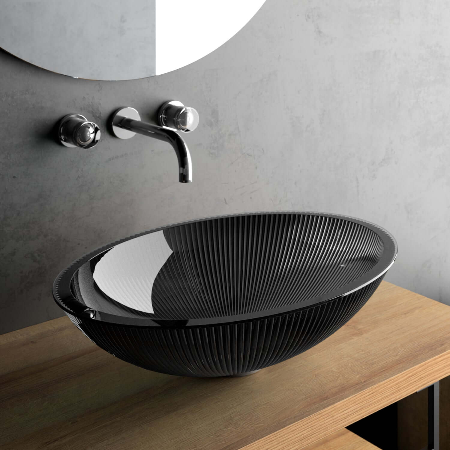 Alternate Image for MaestroBath 15" Nebbia Luxury Oval Vessel ADA Bathroom Sink, Black, Crystal, PLI-NEO-BLK