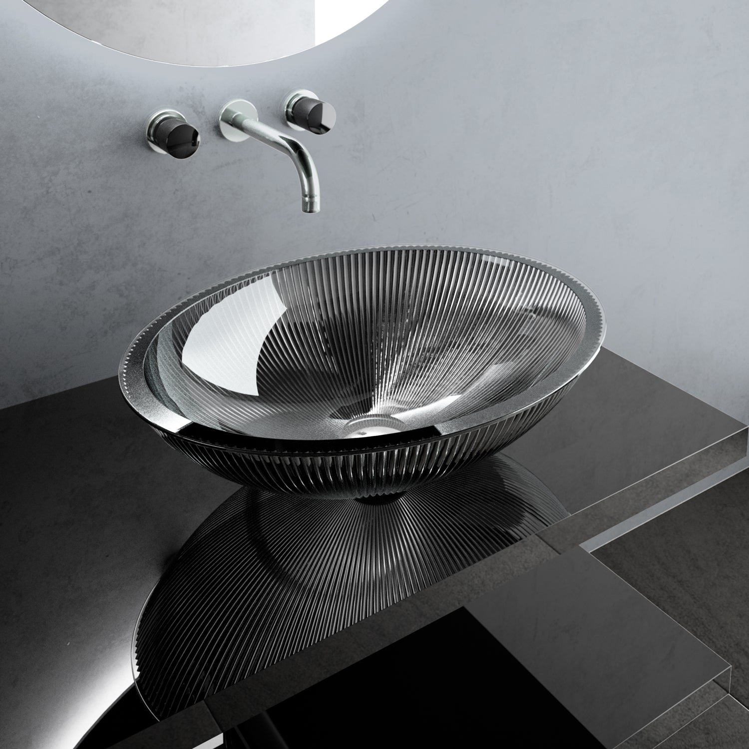 MaestroBath 15" Nebbia Luxury Oval Vessel ADA Bathroom Sink, Black, Crystal, PLI-NEO-BLK