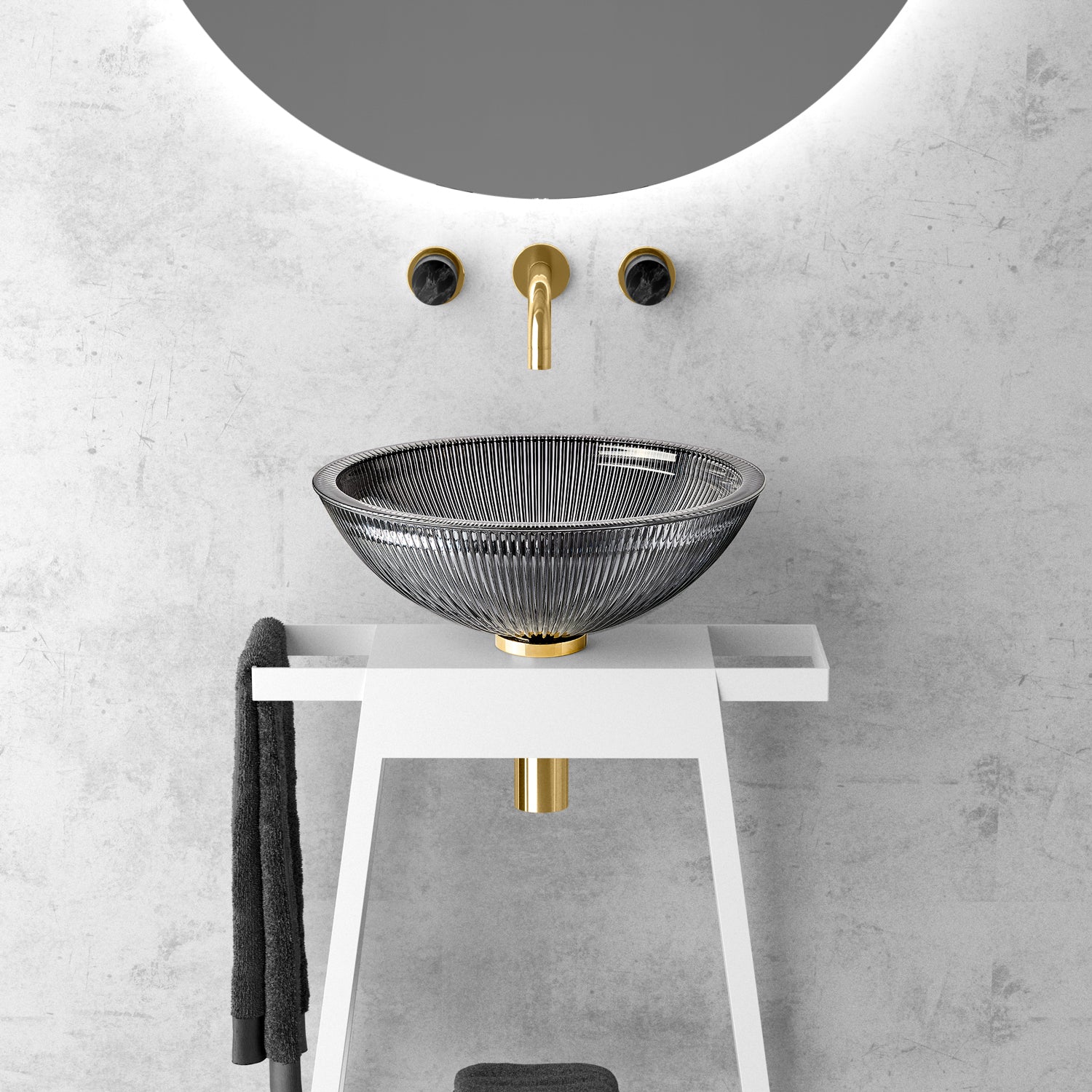 MaestroBath 15" Nebbia Luxury Round Vessel ADA Oval Bathroom Sink, Black, Crystal, PLI-NER-BLK