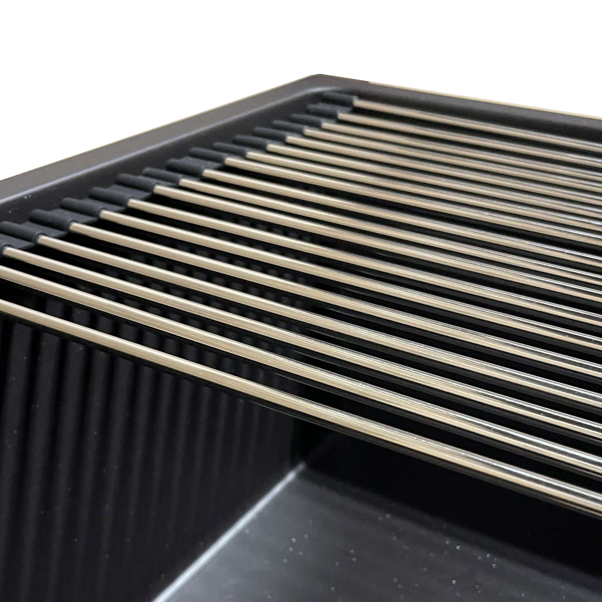 Fregadero de cocina Nantucket Sinks Rockport de 22" con doble montaje, de granito compuesto y accesorios, color negro, PR2219PS-BL