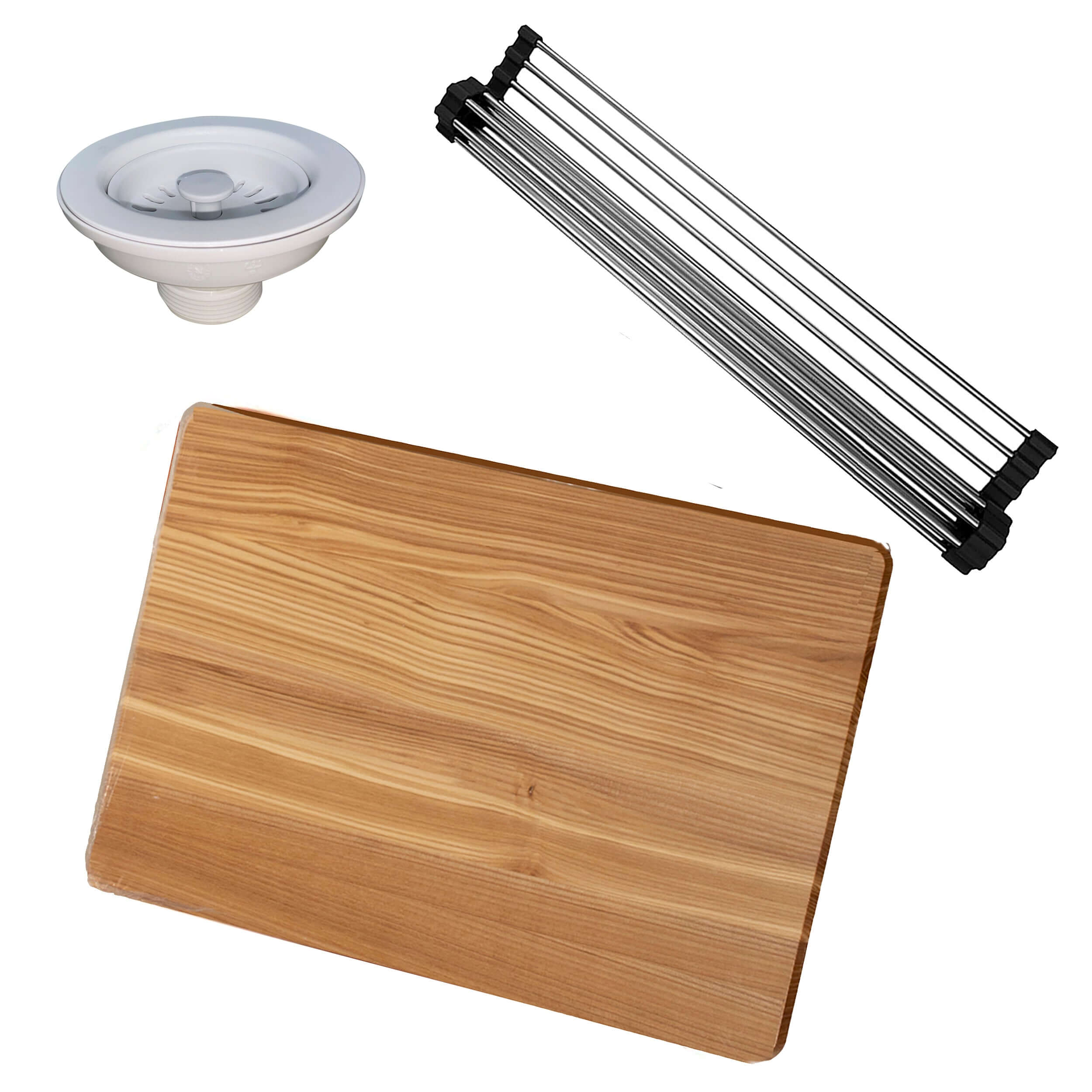 Nantucket Sinks Rockport 22" Dual Mount Granite Composite Workstation Kitchen Sink with Accessories, White, PR2219PS-W