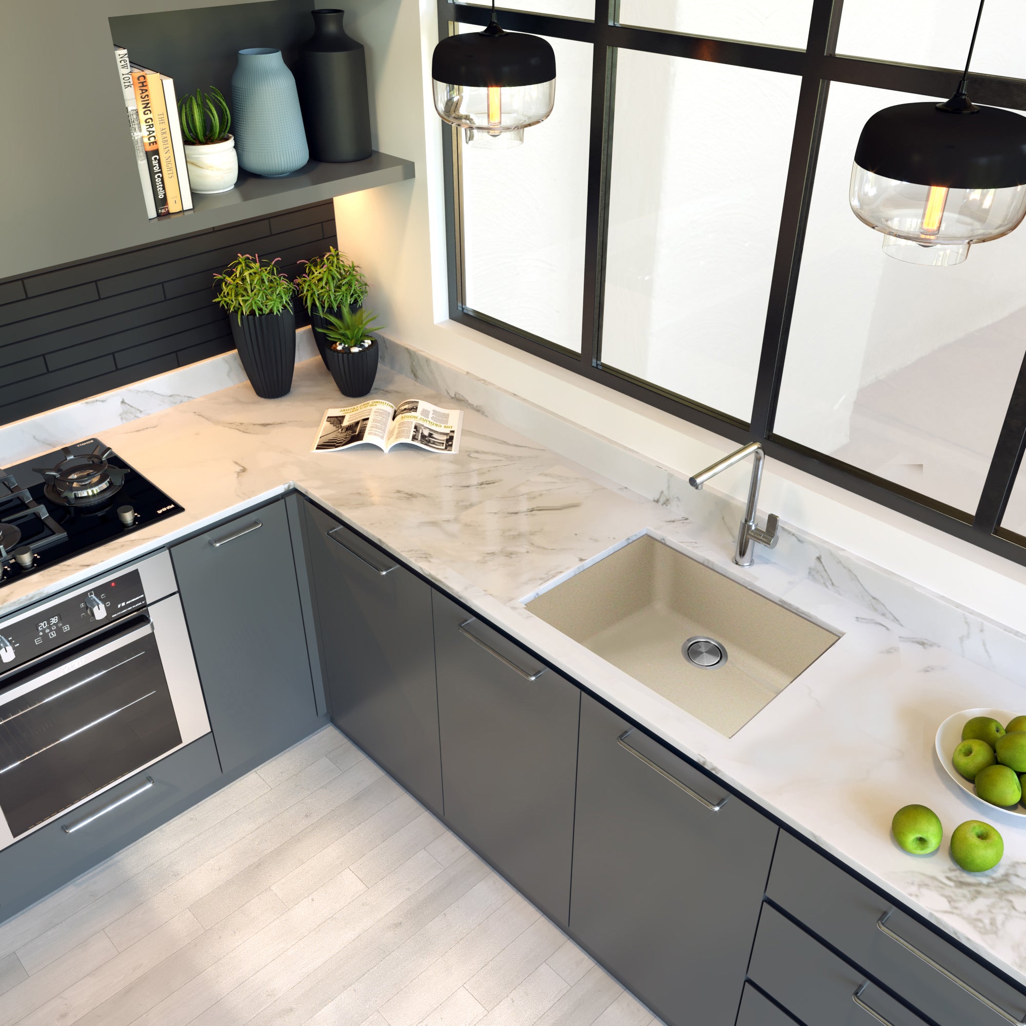 Alternate Image for Nantucket Sinks Plymouth 24" Granite Composite Kitchen Sink, Sand, PR2418-S