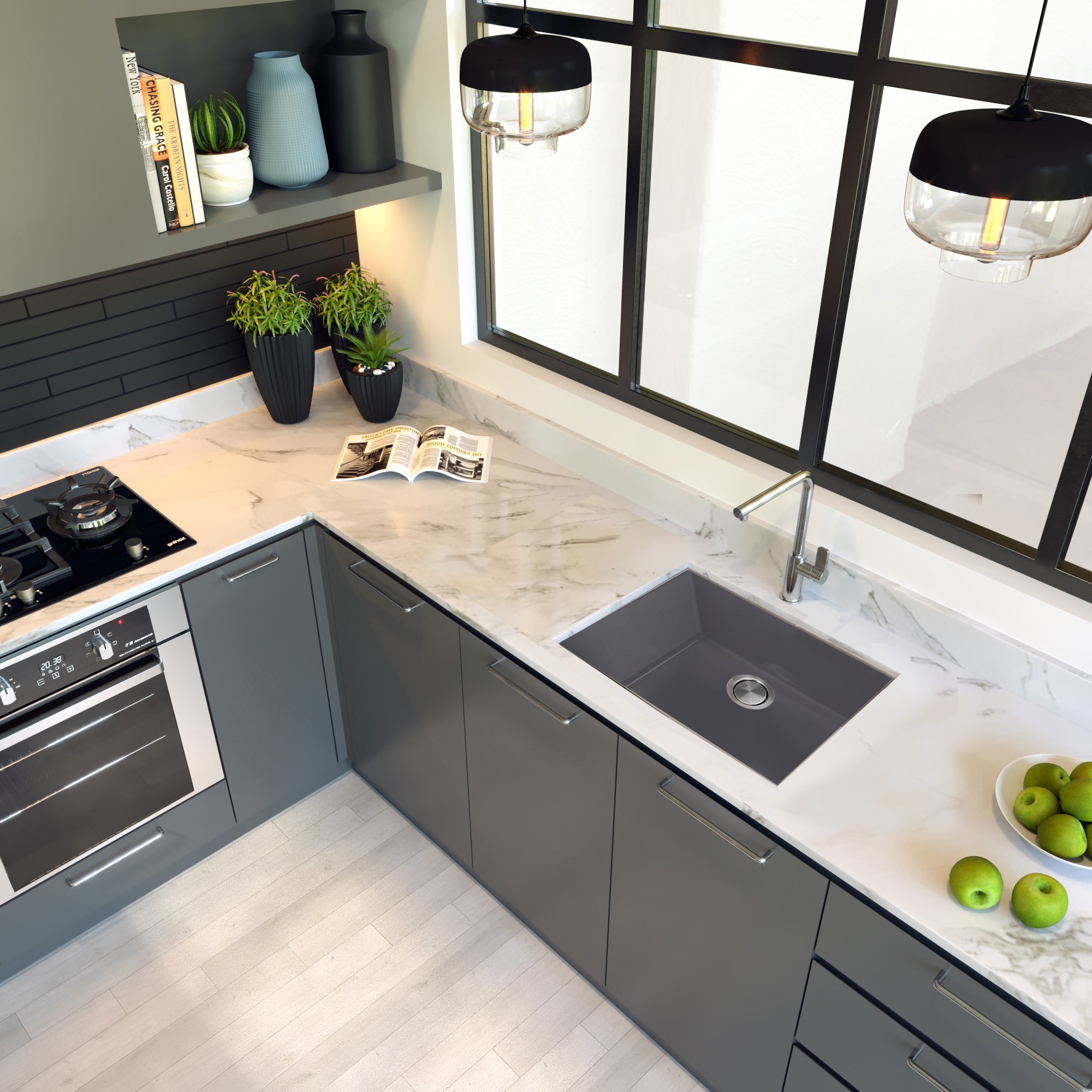 Alternate Image for Nantucket Sinks Plymouth 24" Granite Composite Kitchen Sink, Titanium, PR2418-TI