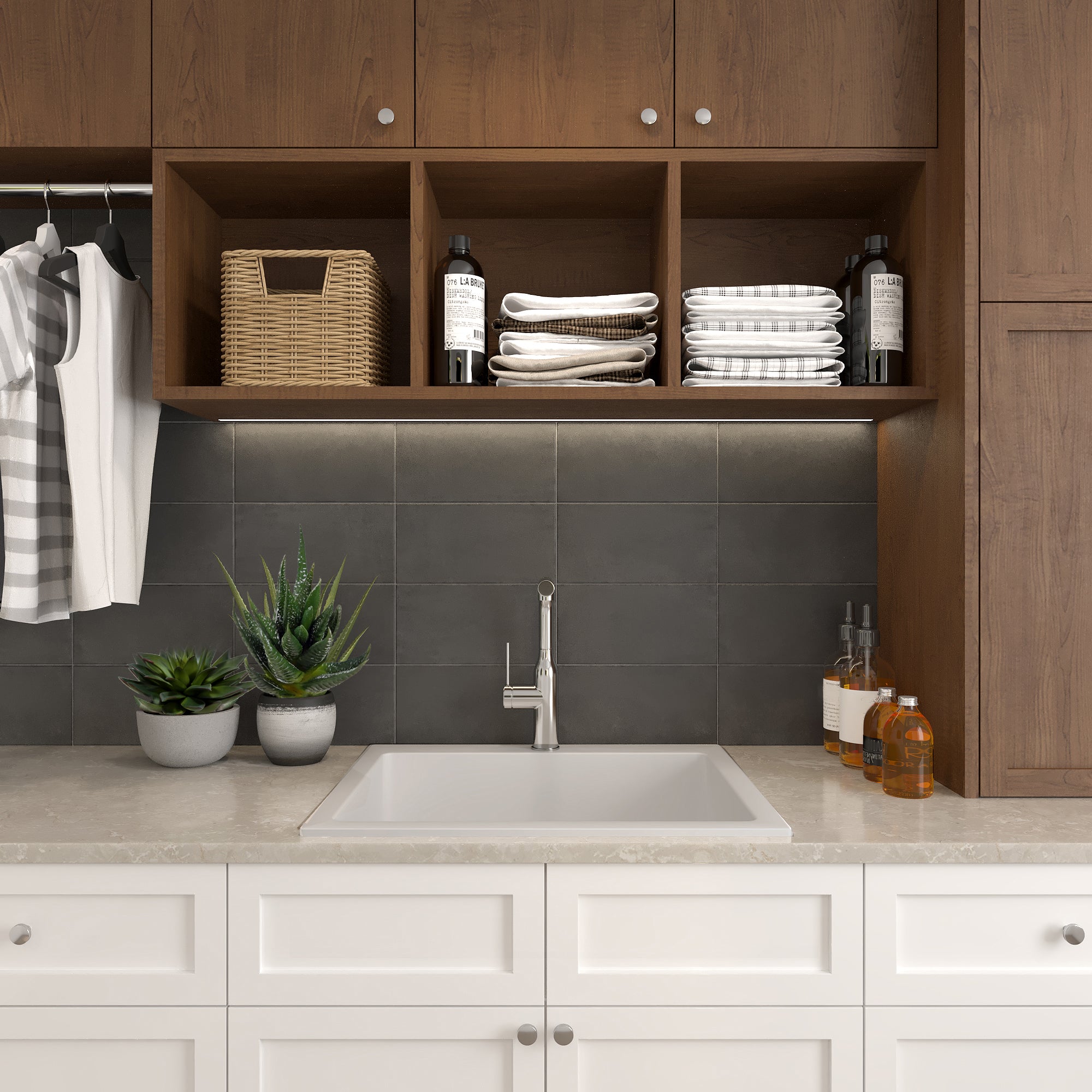 Alternate Image for Nantucket Sinks Rockport 25" Dual Mount Granite Composite Laundry Sink, White, PR2522-DM-W