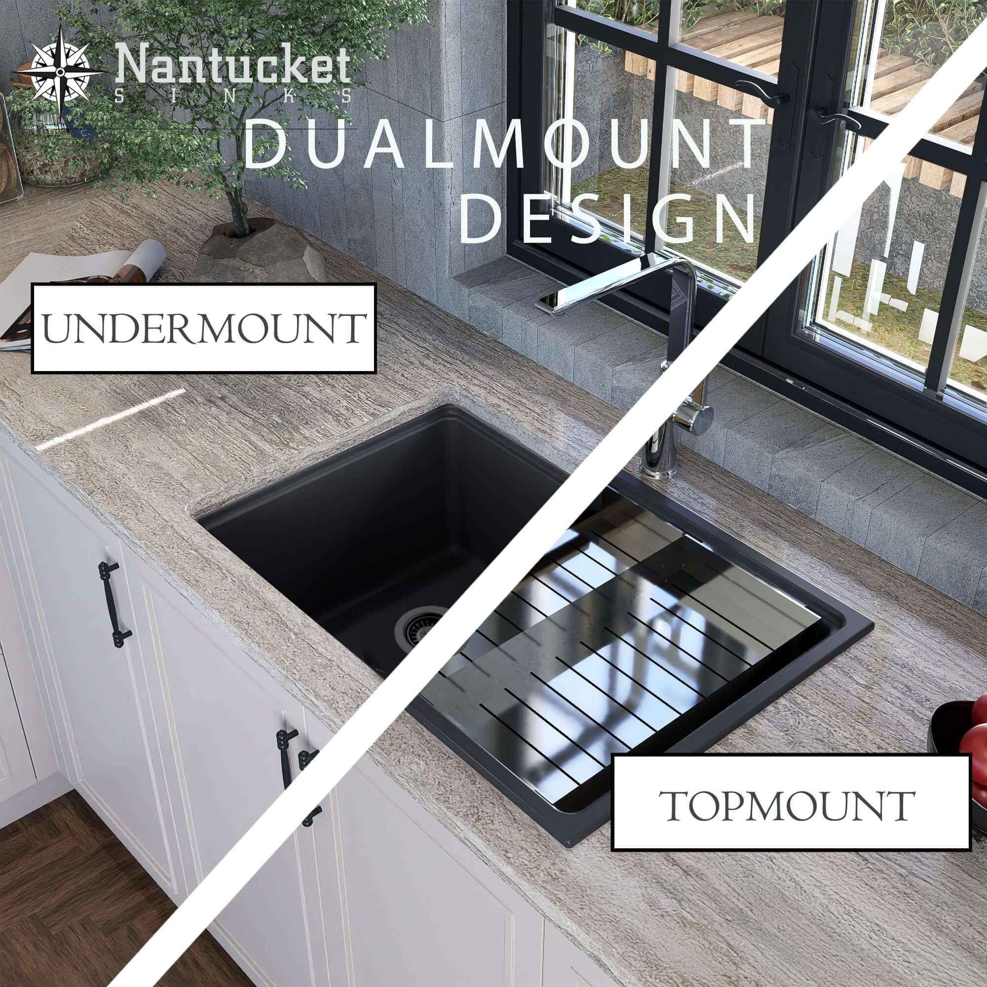 Nantucket sinks rockport 30 dual mount granite composite workstation kitchen sink with accessories titanium marketing image