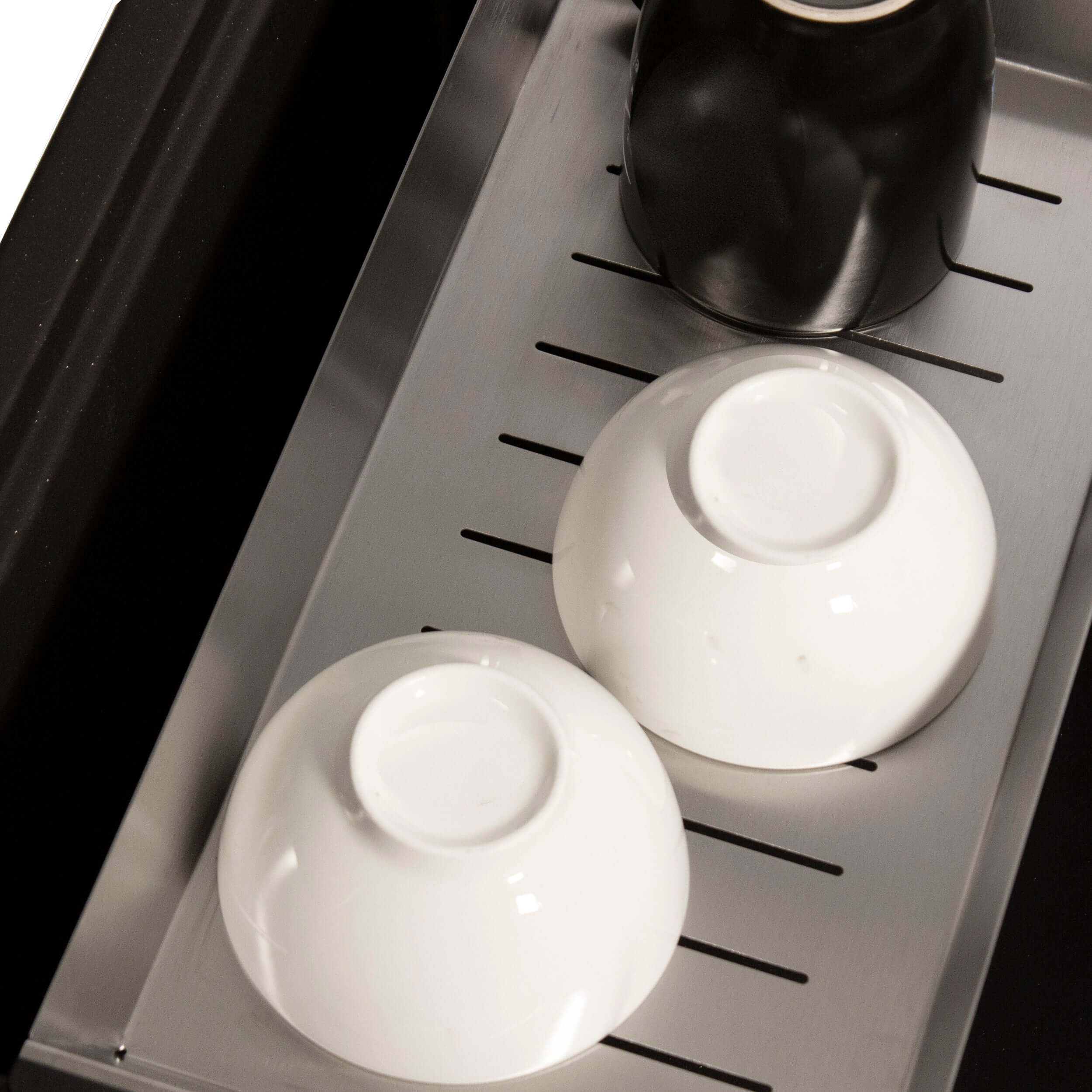 Fregadero de cocina Nantucket Sinks Rockport de 76 cm con doble montaje, de granito compuesto y accesorios, color negro, PR3019PS-BL