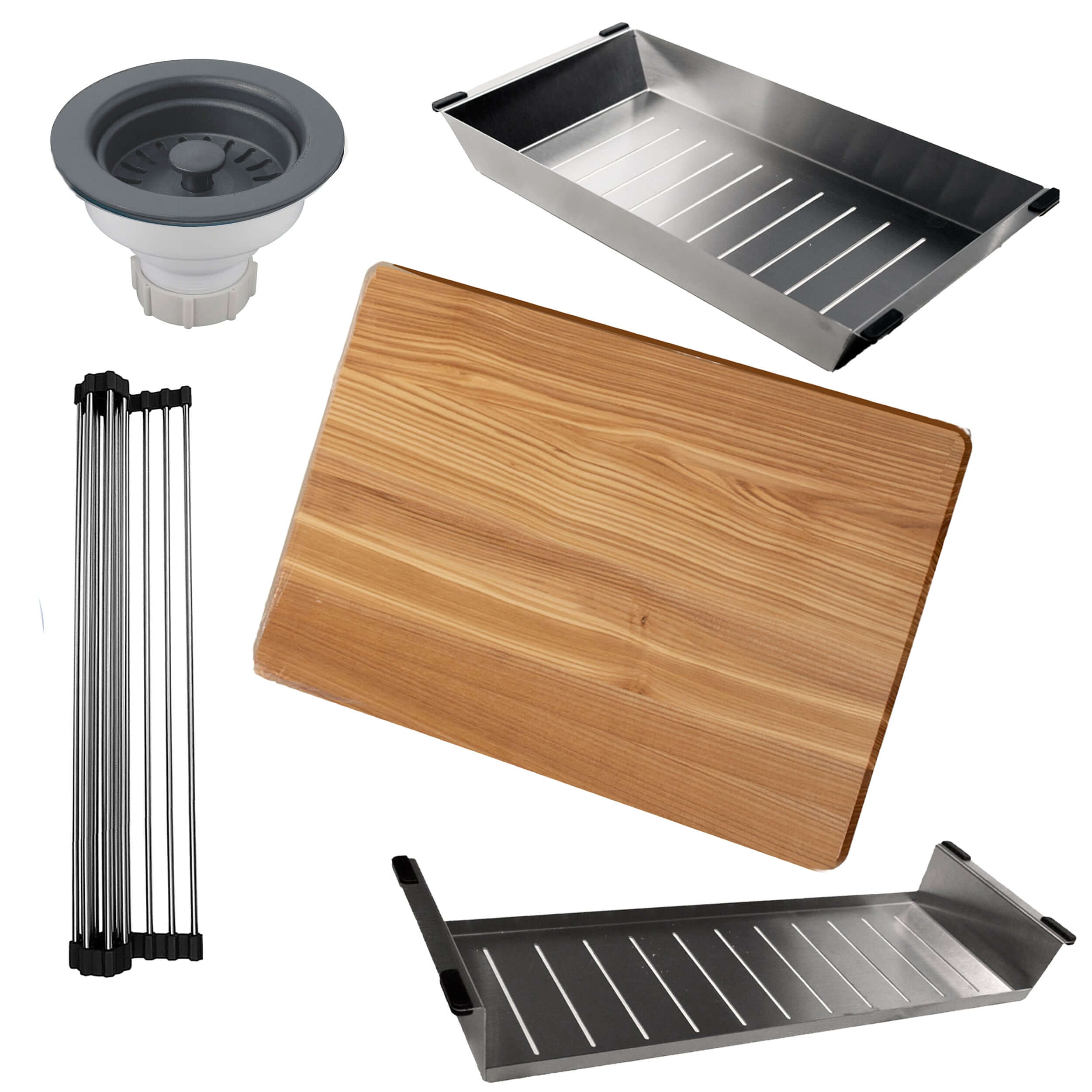 Nantucket Sinks Rockport 30" Dual Mount Granite Composite Workstation Kitchen Sink with Accessories, Titanium, PR3019PS-TI