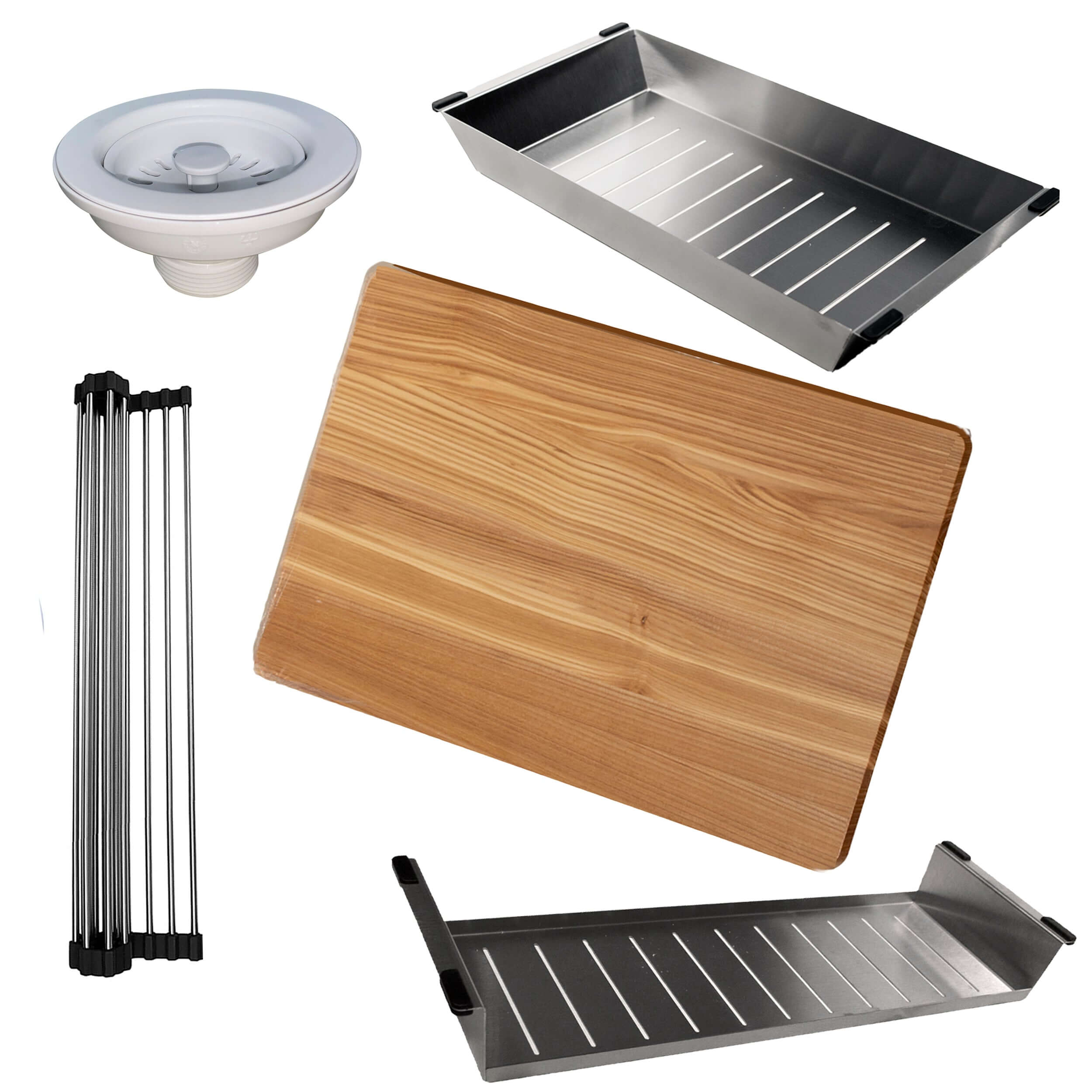 Fregadero de cocina Nantucket Sinks Rockport de 76 cm con doble montaje, de granito compuesto, con accesorios, blanco, PR3019PS-W