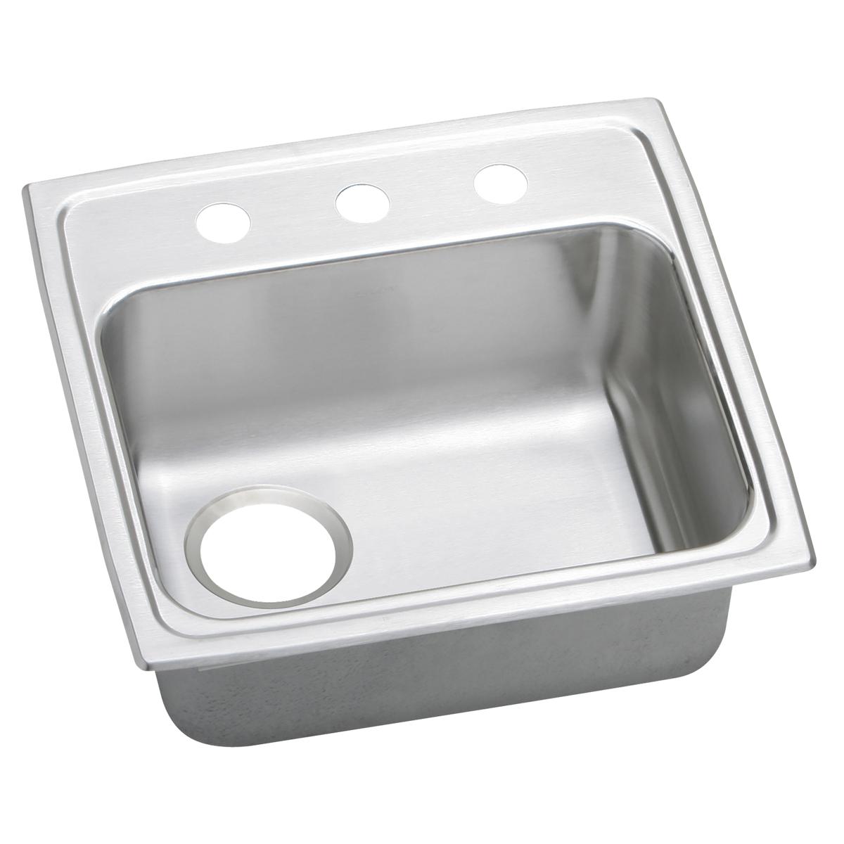 Elkay Celebrity 20" Drop In/Topmount Stainless Steel ADA Utility Sink, Brushed Satin, 3 Faucet Holes, PSRADQ191955L3