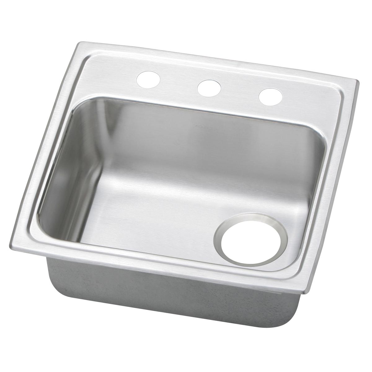 Elkay Celebrity 20" Drop In/Topmount Stainless Steel ADA Utility Sink, Brushed Satin, 3 Faucet Holes, PSRADQ191955R3