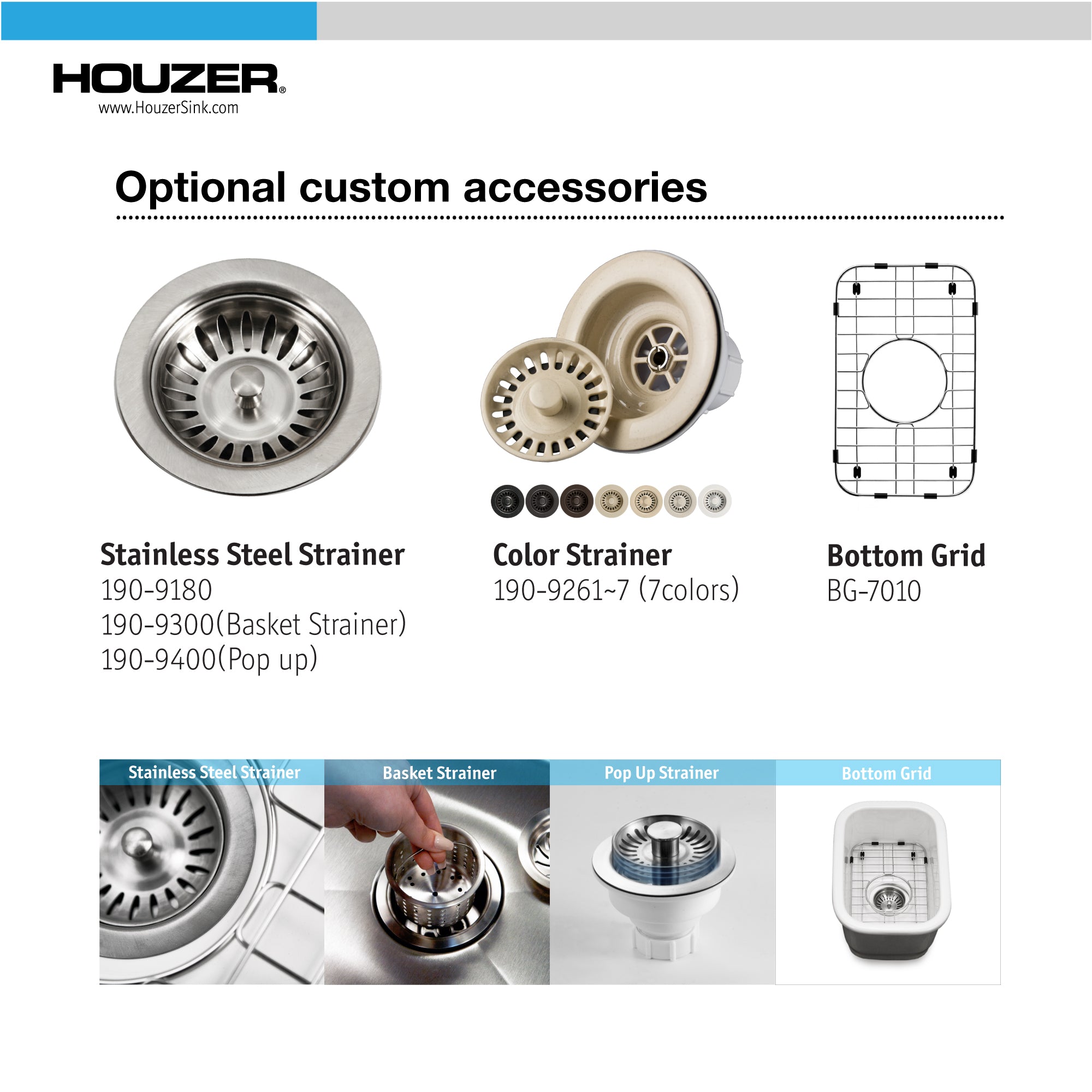 Alternate Image for Houzer Platus 13 inch White Fireclay Undermount Single Bowl Bar Sink with Strainer & Grid - PTB-1318 WH-C