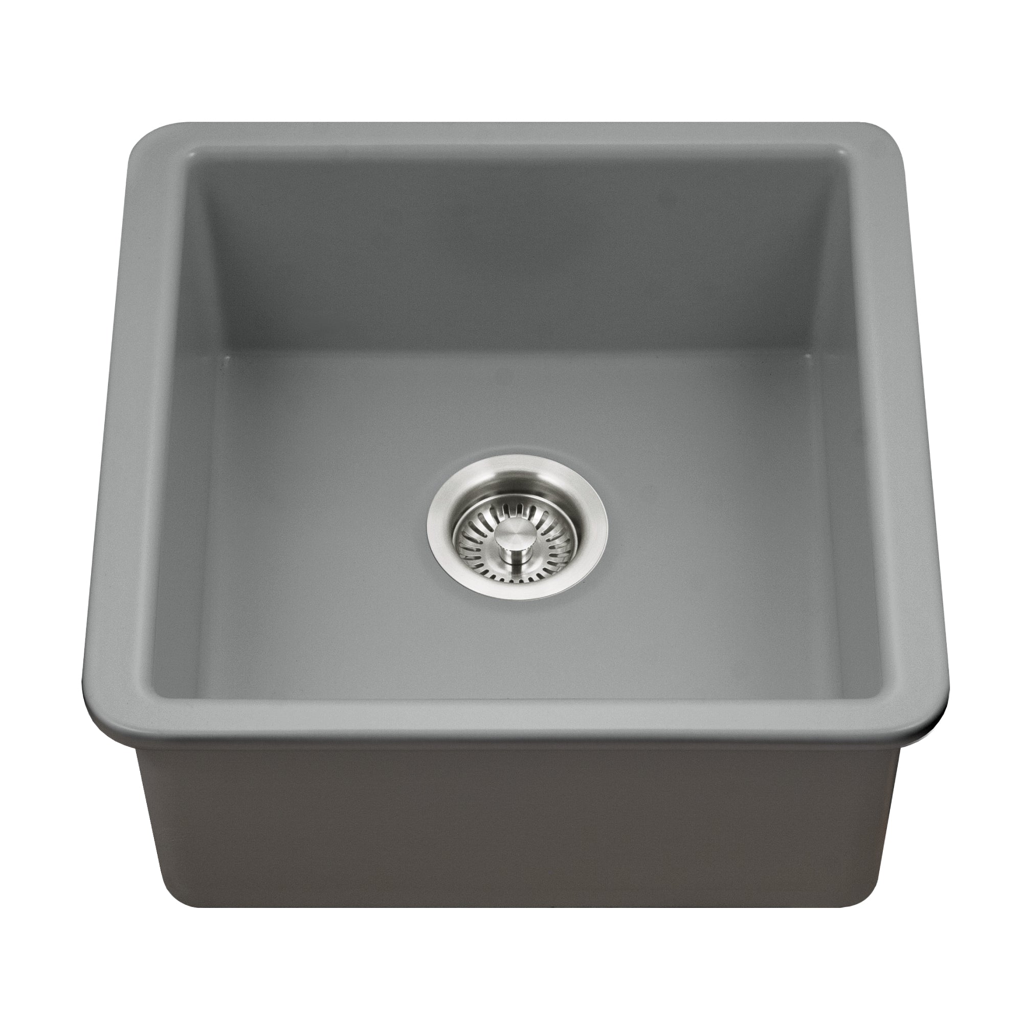 Alternate Image for Houzer Platus 20 inch Gray Fireclay Undermount Square Single Bowl Bar Sink - PTB-2020 GR