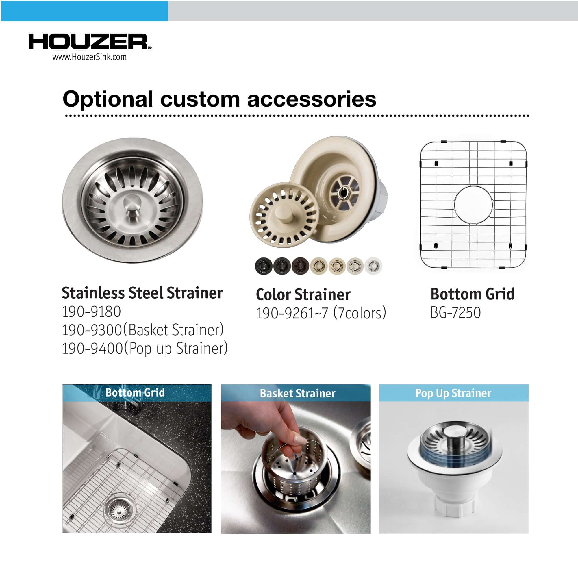 Alternate Image for Houzer Platus 33 inch White Fireclay Apron Front Farmhouse 50/50 Double Bowl Kitchen Sink with Strainer & Grids - PTD-4400 WH-C