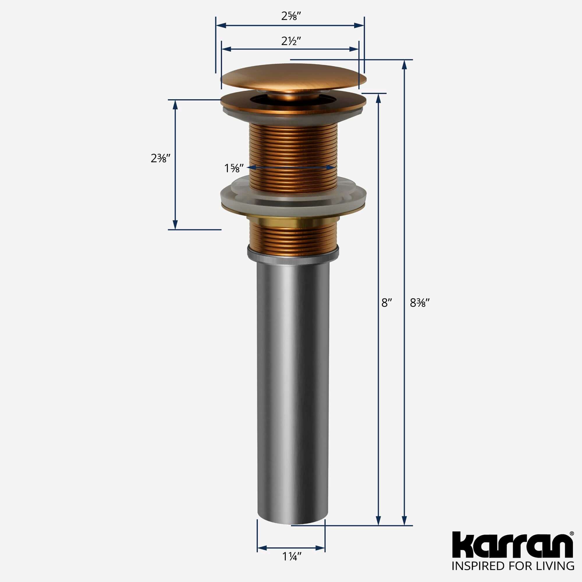 Alternate Image for Karran Bathroom Accessory PU25 Pop-Up Vanity Bowl Drain in Brushed Copper, Lead-free Brass, PU25BC