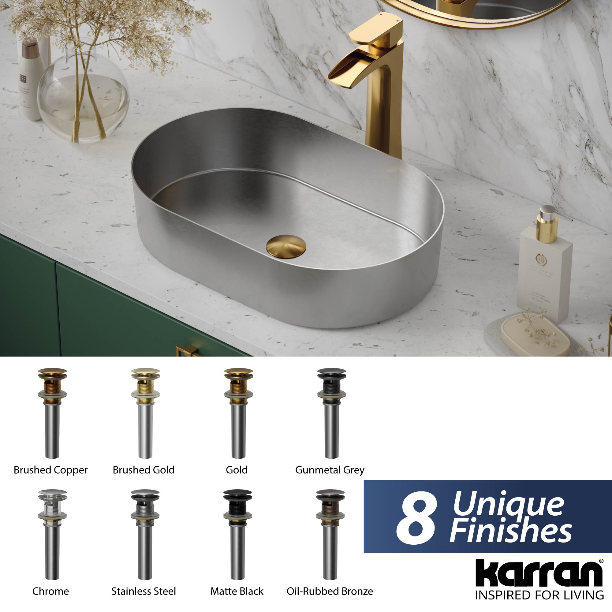 Alternate Image for Karran Bathroom Accessory PUOF25 Pop-Up Vanity Bowl Drain with Overflow in Gold, Lead-free Brass, PUOF25G