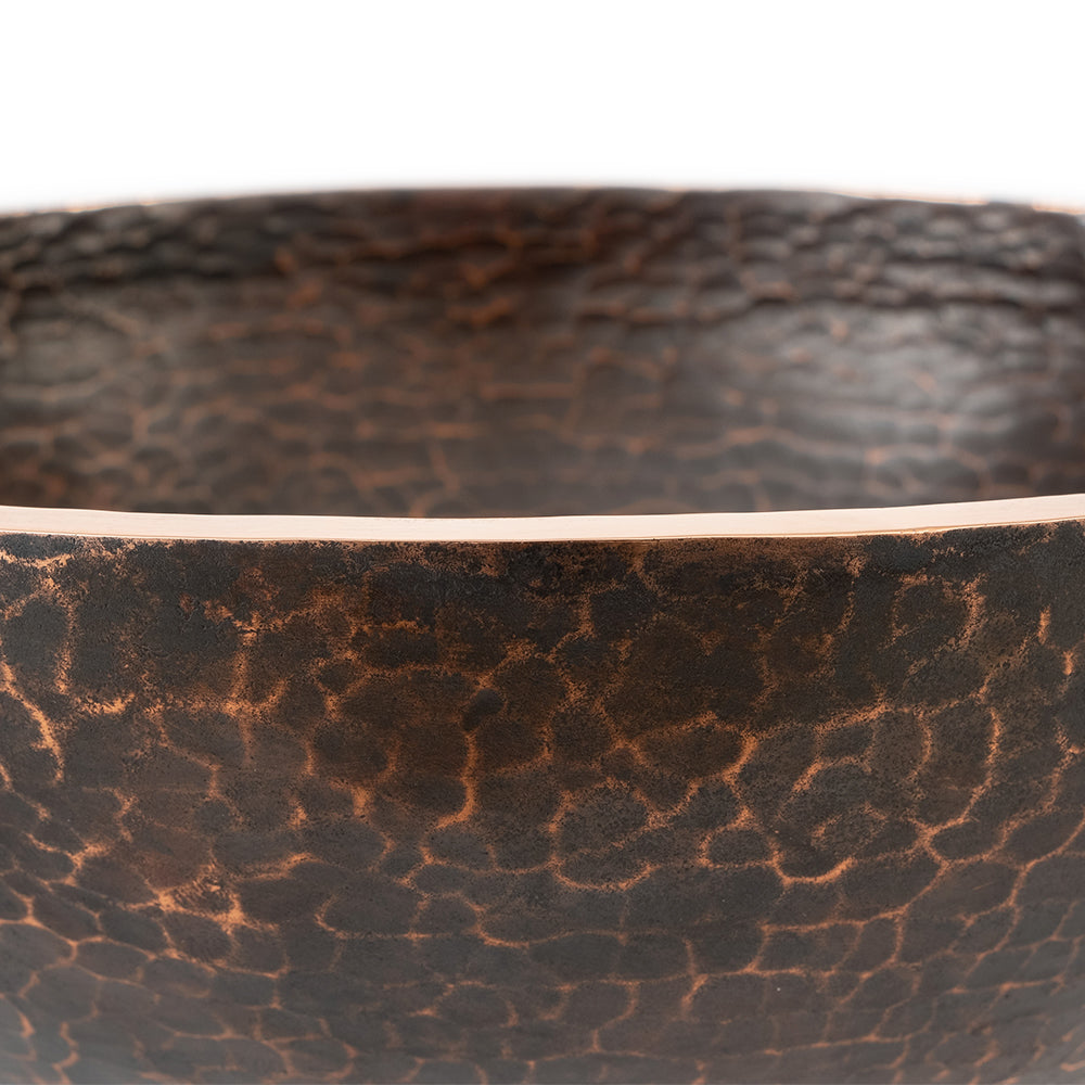 Alternate Image for Premier Copper Products 13" Round Hand Forged Old World Copper Vessel Bathroom Sink, Matching Drain and Accessories, Oil Rubbed Bronze, BSP5_PV13RDB-P