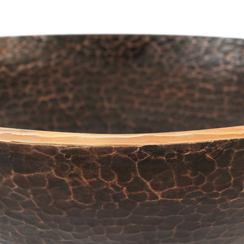 Alternate Image for Premier Copper Products 16" Round Hand Forged Old World Copper Vessel Bathroom Sink, Matching Drain and Accessories, Oil Rubbed Bronze, BSP5_PV16RDB-P