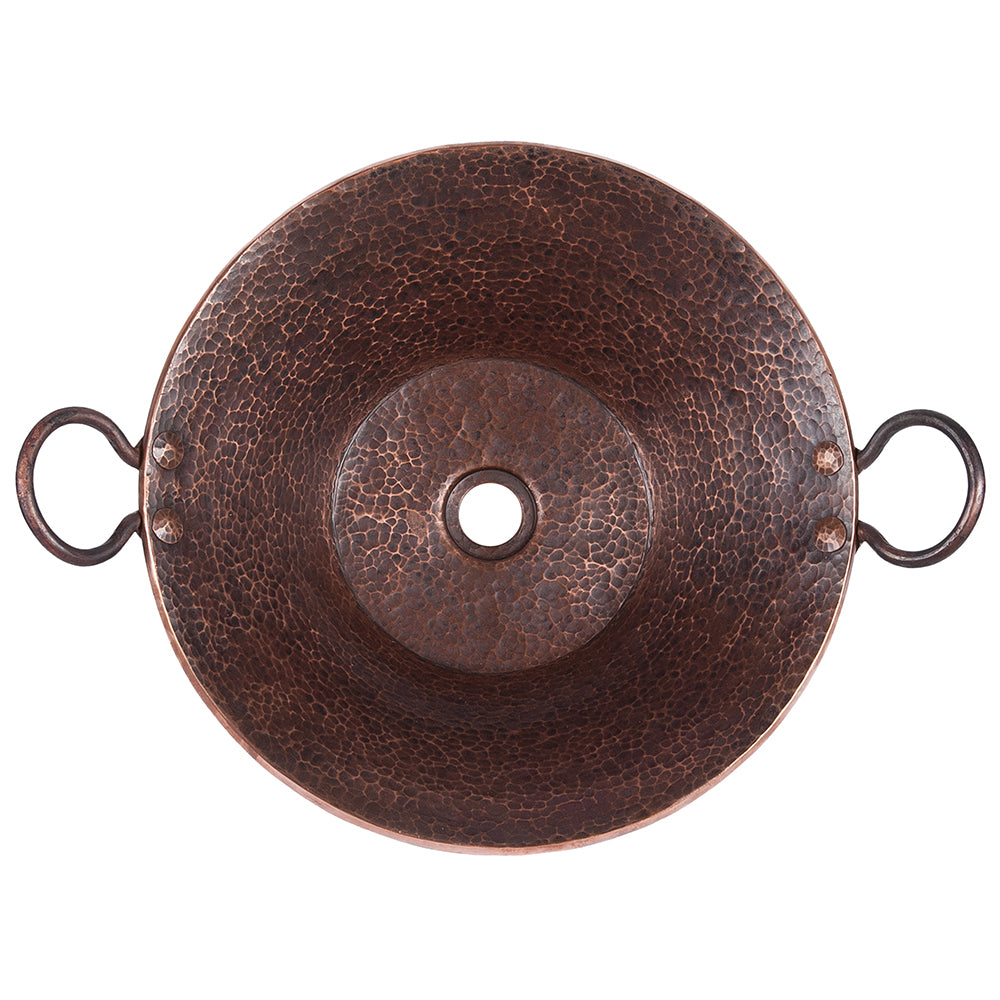 Alternate Image for Premier Copper Products Round Hand Forged Old World Miners Pan Copper Vessel Bathroom Sink, Matching Drain and Accessories, Oil Rubbed Bronze, BSP5_PVMPDB-P