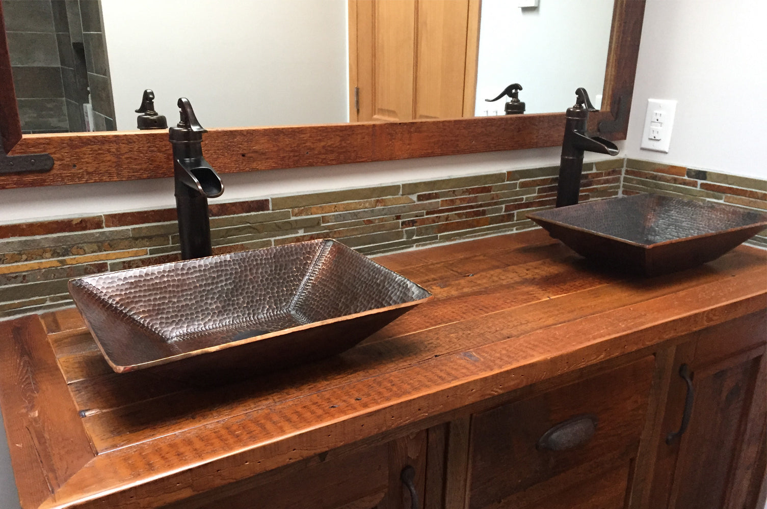 Alternate Image for Premier Copper Products 17" Rectangle Copper Bathroom Sink, Oil Rubbed Bronze, PVMRECDB