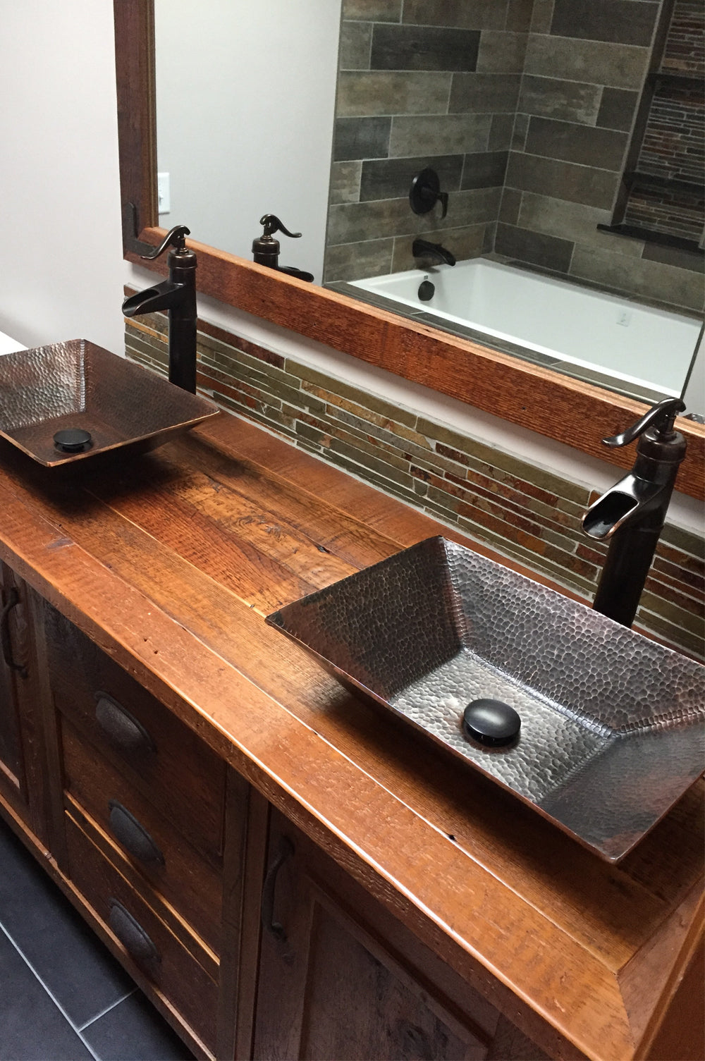 Alternate Image for Premier Copper Products 17" Rectangle Copper Bathroom Sink, Oil Rubbed Bronze, PVMRECDB