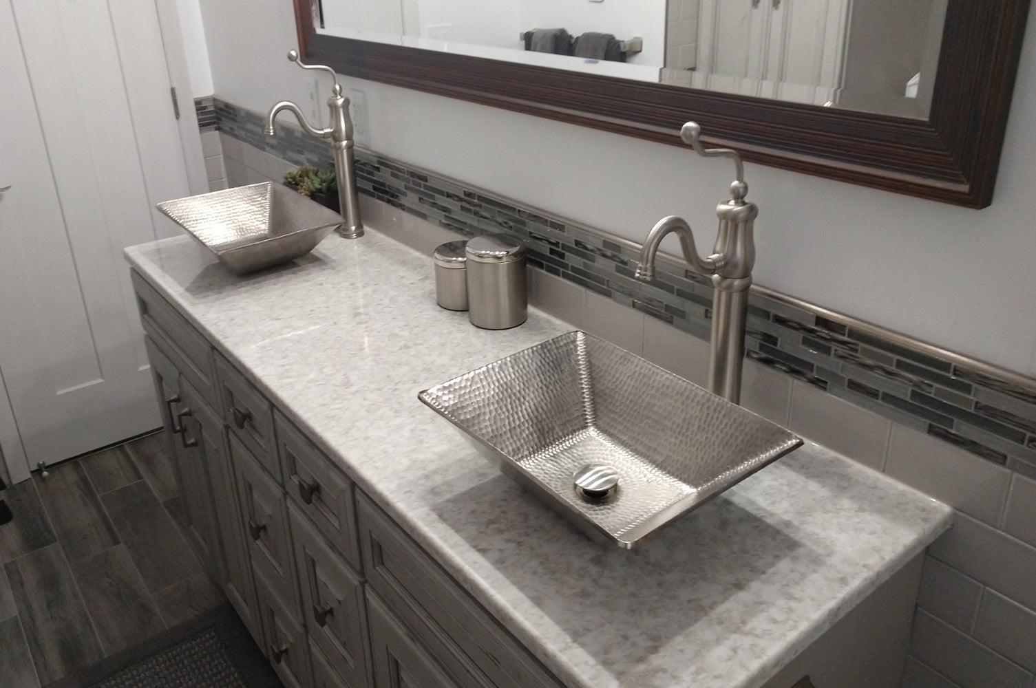 Alternate Image for Premier Copper Products 17" Rectangle Copper Bathroom Sink, Nickel, PVMRECEN