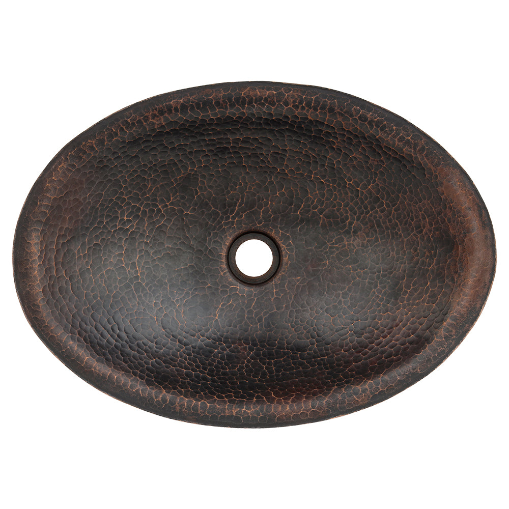 Alternate Image for Premier Copper Products 20" Oval Copper Bathroom Sink, Oil Rubbed Bronze, PVOVAL20