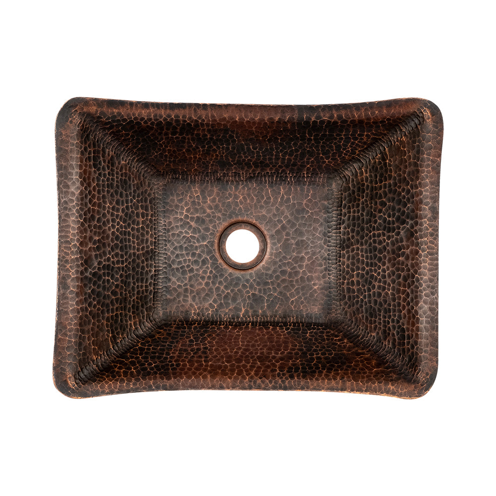 Alternate Image for Premier Copper Products 17" Rectangle Hand Forged Old World Copper Vessel Bathroom Sink, Matching Drain and Accessories, Oil Rubbed Bronze, BSP5_PVREC17-P