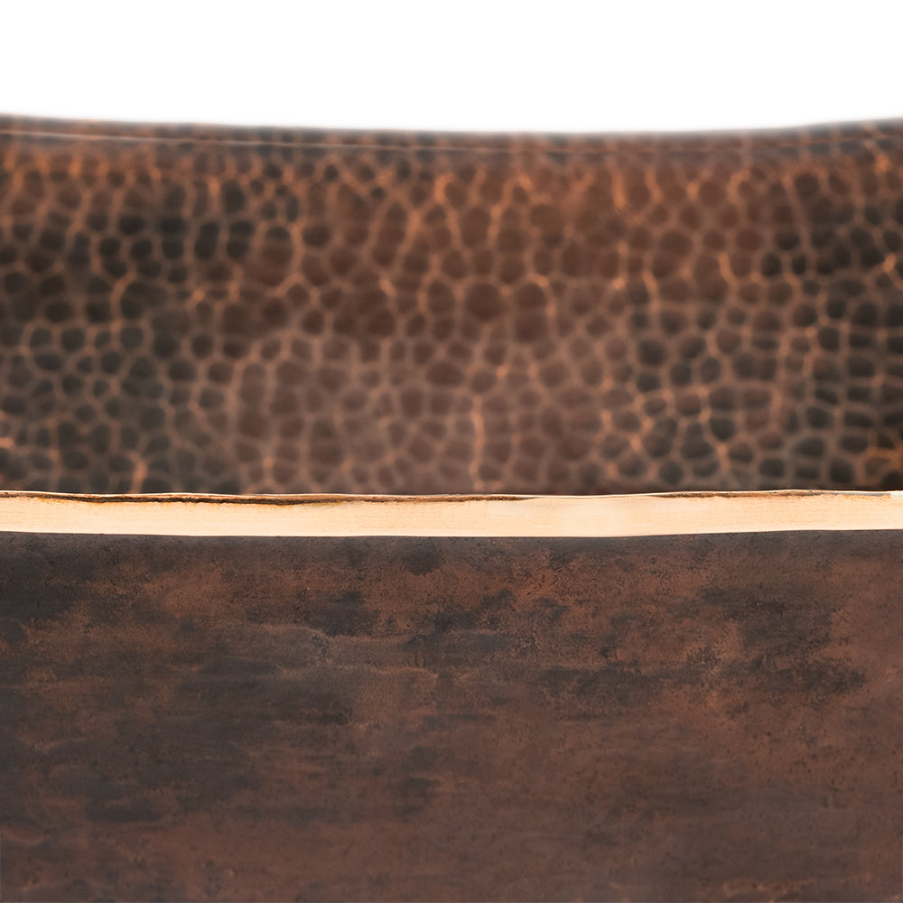 Alternate Image for Premier Copper Products 17" Rectangle Hand Forged Old World Copper Vessel Bathroom Sink, Matching Drain and Accessories, Oil Rubbed Bronze, BSP5_PVREC17-P