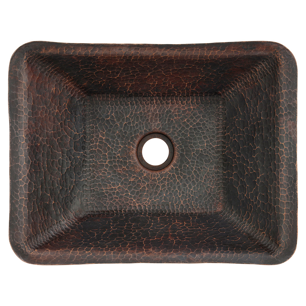 Alternate Image for Premier Copper Products 17" Rectangle Copper Bathroom Sink, Oil Rubbed Bronze, PVREC17