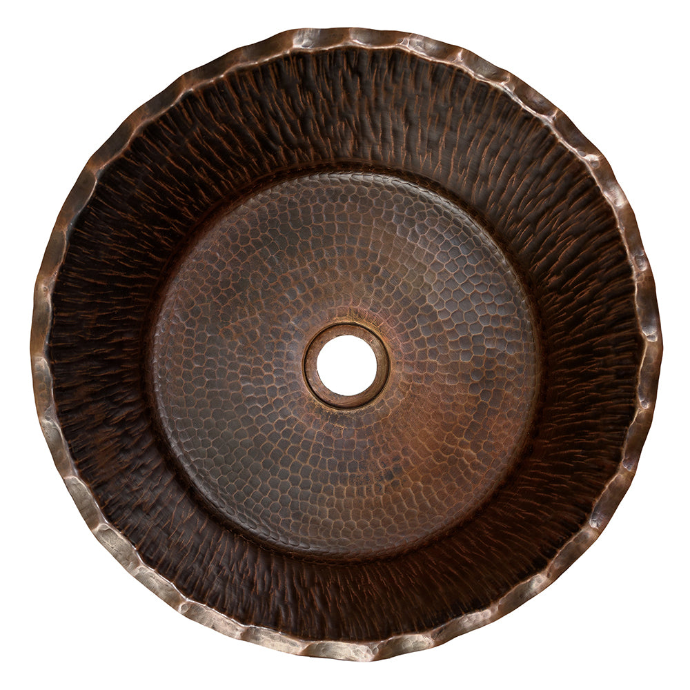 Alternate Image for Premier Copper Products Forest Vessel Hammered Copper Bathroom Sink, Matching Drain and Accessories, Oil Rubbed Bronze, BSP5_PVRTRDB-P