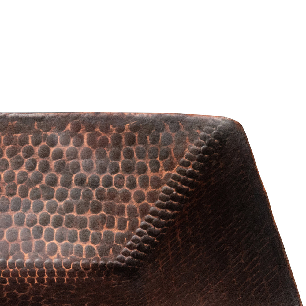 Alternate Image for Premier Copper Products 14" Square Hand Forged Old World Copper Vessel Bathroom Sink, Matching Drain and Accessories, Oil Rubbed Bronze, BSP5_PVSQ14DB-P