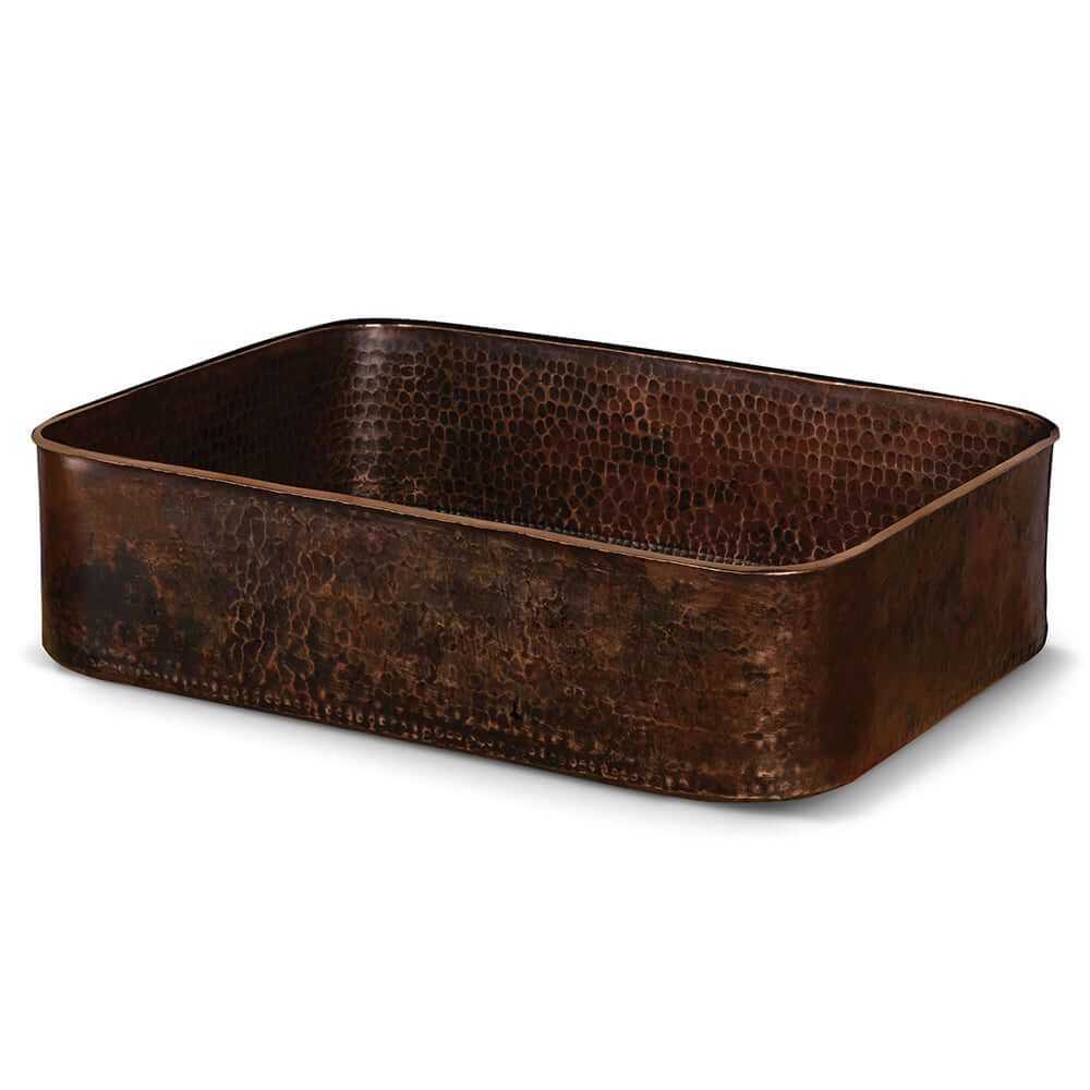 Alternate Image for Premier Copper Products 19" Rectangle Tub Hand Forged Old World Copper Vessel Bathroom Sink, Matching Drain and Accessories, Oil Rubbed Bronze, BSP5_PVTREC19DB-P